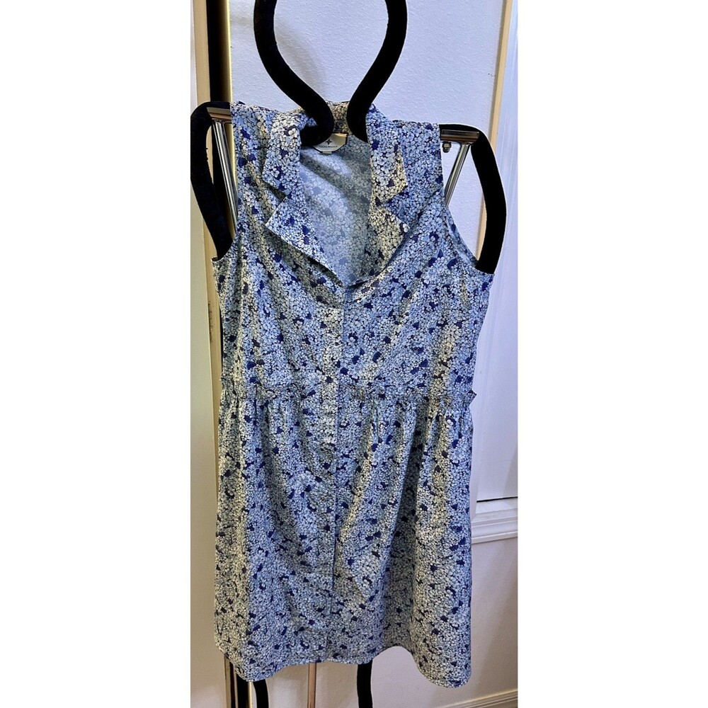 Tuckernuck Sz S Royal Shirt Blue Hydrangea Floral Dress Preppy Summer No Wrinkle